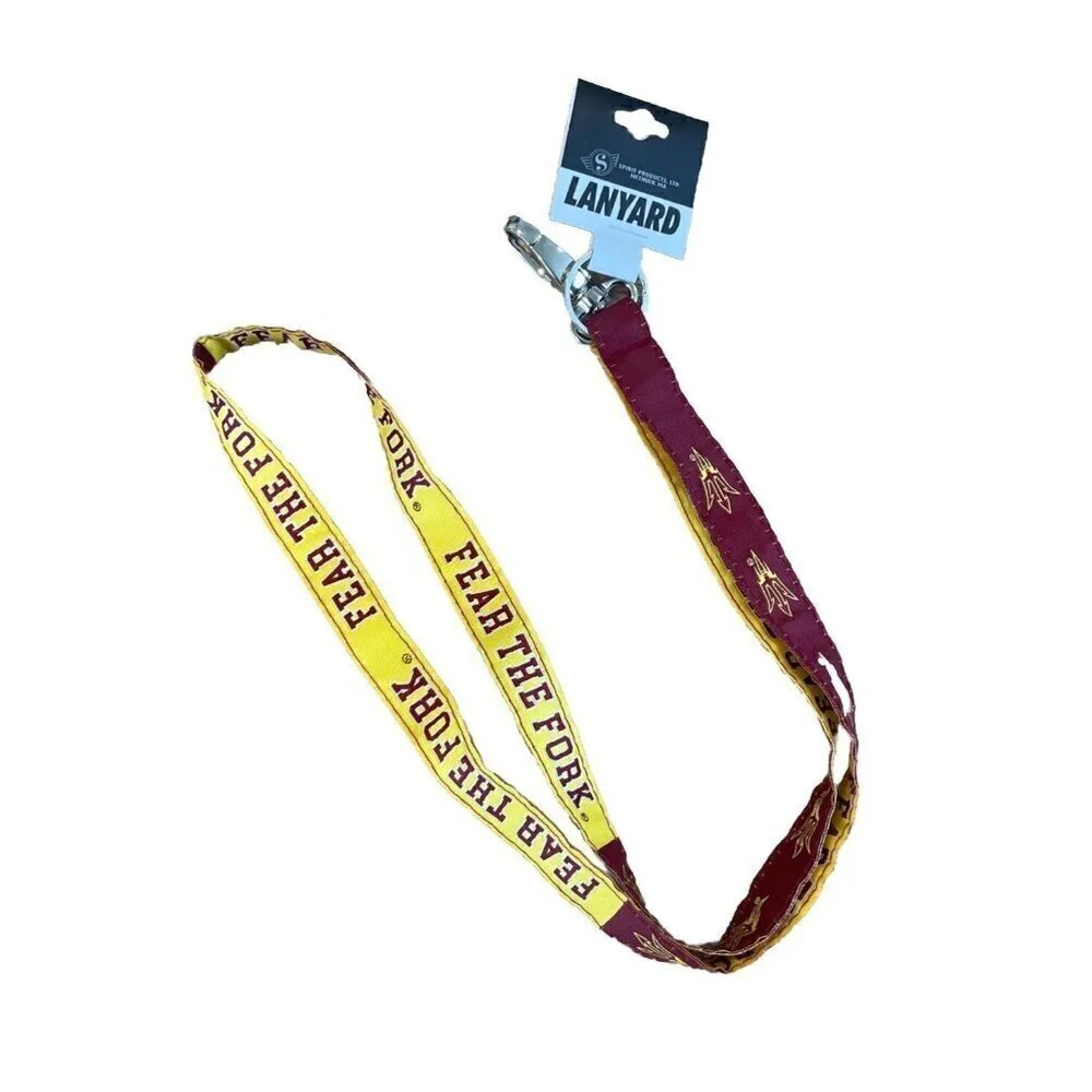 Arizona State University Sun Devils Lanyard Keychain Double Sided 18” Fear